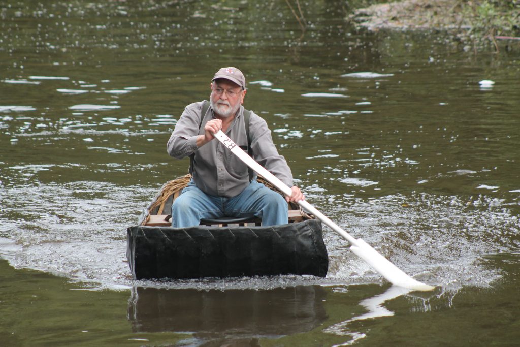 Coracle fishing on a Welsh river